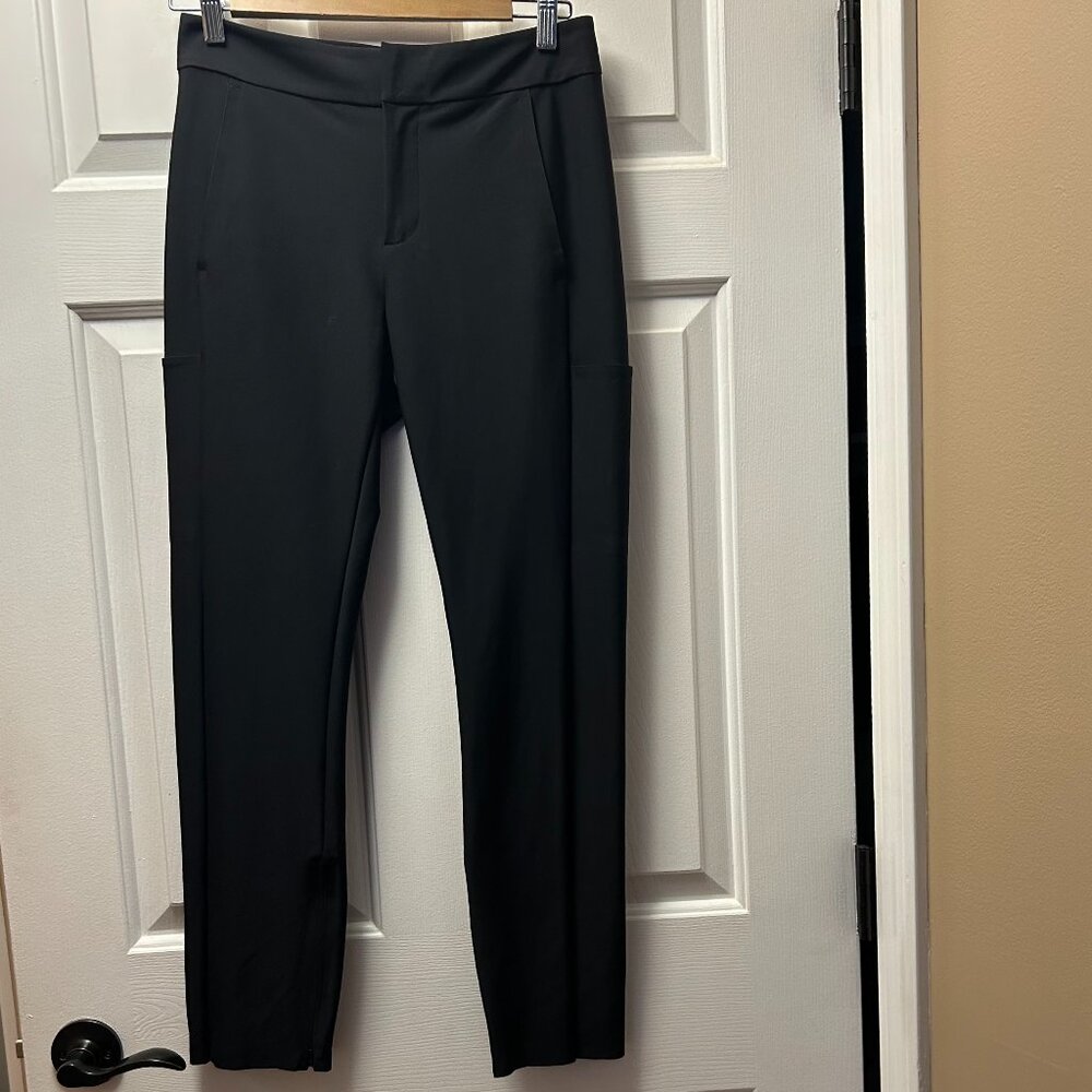 Athleta Black Stellar Ankle Trouser Zippers Slim Fit Pants, Size 6